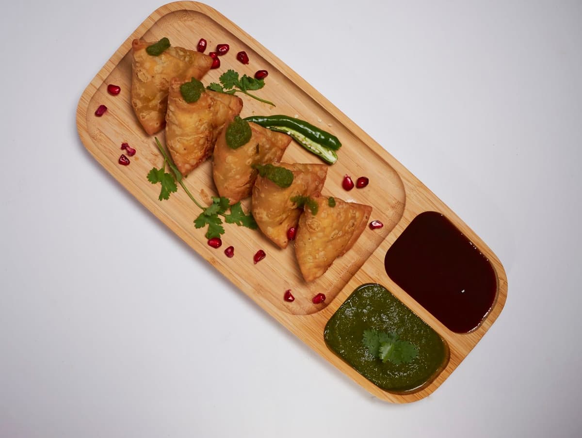 Samosa and chutney board